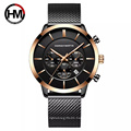 Hannah Martin 120 Men Watches Brand Luxury Stainless Steel Blue Waterproof Quartz Watch Man Business Casual Wristwatches